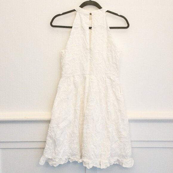 Ted Baker White Embroidered Cotton Dress Halter Neck Fit & Flare Size 2 - Picture 2 of 9